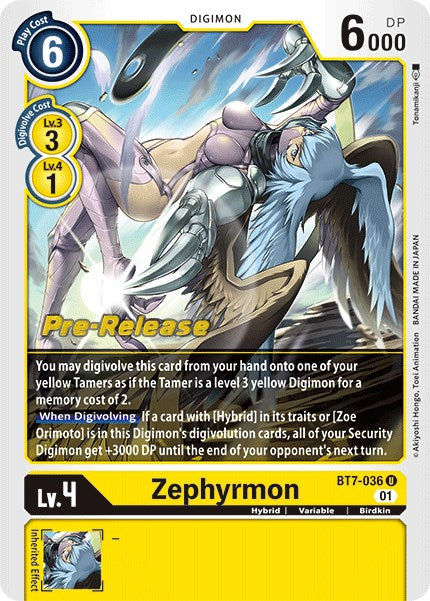 Zephyrmon [BT7-036] [Next Adventure Pre-Release Cards] Sale