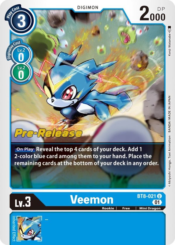 Veemon [BT8-021] [New Awakening Pre-Release Cards] Online Hot Sale