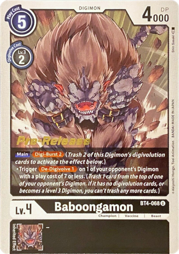 Baboongamon [BT4-068] [Great Legend Pre-Release Promos] on Sale