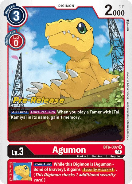 Agumon [BT6-007] [Double Diamond Pre-Release Cards] on Sale