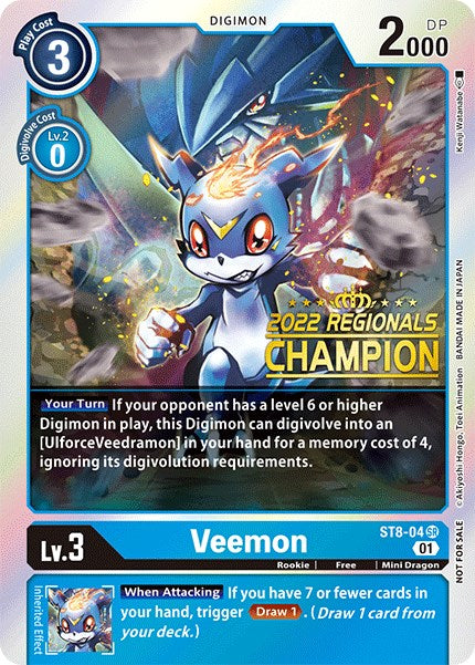 Veemon [ST8-04] (2022 Championship Online Regional) (Online Champion) [Starter Deck: Ulforce Veedramon Promos] Discount